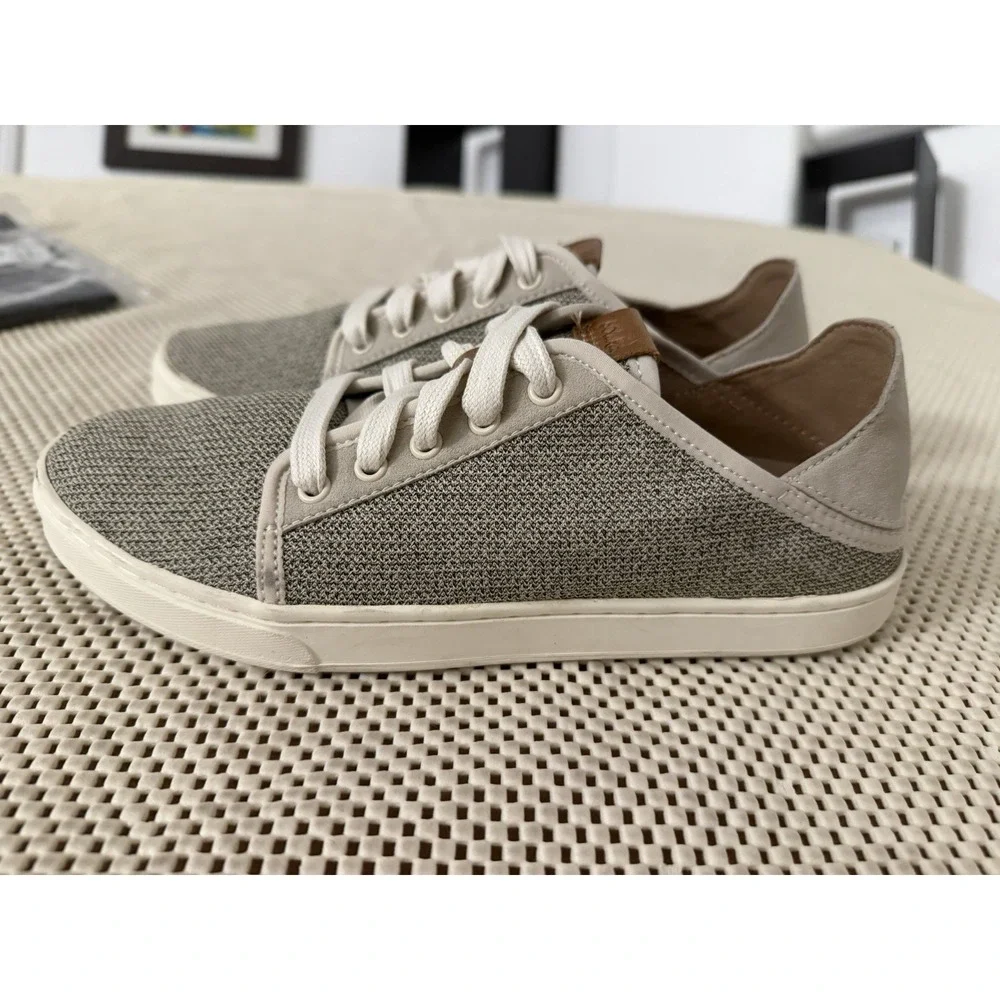 Olukai Sneakers Women 8 38 Pehuea Li Fabric Mesh Convertible Fold Down Heel Grey